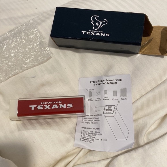 POWER BANK TO CHARGE YOUR CELL HOUSTON TEXANS - Picture 5 of 8